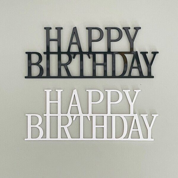Бенто-топпер / Happy Birthday В20 / акрил зеркальный ЗОЛОТО, СЕРЕБРО.